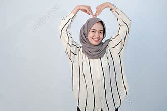 Body expression of Indonesian Asian woman wearing hijab