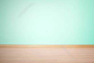 Background, blank wall and floor in a blue green color