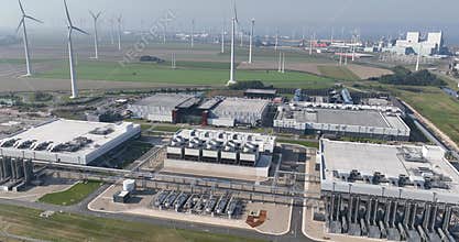 data centers facilities, large drives, computer nodes, internal and external networking, environmental controls like