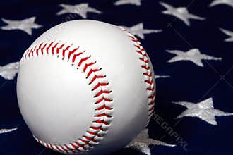 Baseball close-up on flag