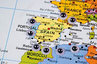 Map, political, countries, borders, cartography, artificial eyes