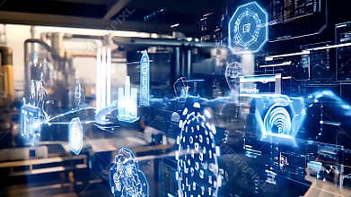 A dynamic visualization of AI, machine learning, big data analysis,