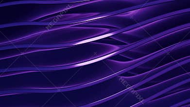 Looped elegant background with abstract pattern of purple blue glass waves and smooth light reflections