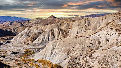 Tabernas Desert in Spain. The desert radiates a silent, endless solitude