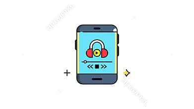 Smartphone screen displaying headphones & music controls