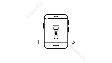 Smartphone screen with flashlight icon emitting glowing light
