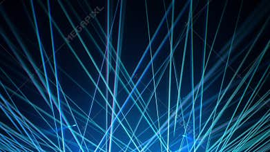 a colorful light show and a huge number of multicolored laser beams in a large indoor space