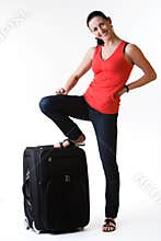 Happy young woman ready to travel