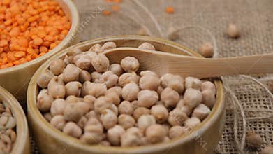 lentils chickpeas close up