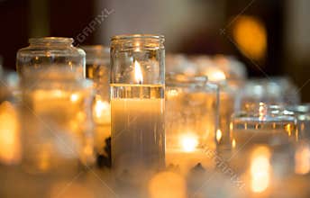 Candles in glas jar