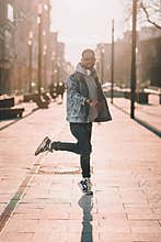 man in hoodie on a street dance