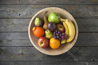 Wood Bowl Fruit Background Food