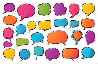 set of colorful speech bubbles with free space for text on white