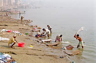 Varanasi Ganges Laundry, India