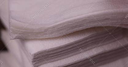 white paper napkins close-up, new cellulose napkins