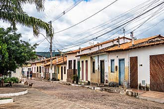 Palmeiras, Brazil - Jan 07, 2024: Colorful houses at Palmeiras in Vale do Capao in Chapada Diamantina, Bahia, Brazil
