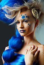 Woman with creative fantasy hairstyle