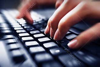 Fingers on keyboard