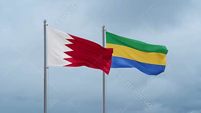 Gabon and Bahrain flag