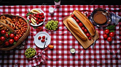 party tablecloth picnic food