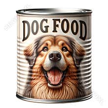 Dog food tin can product isolated on white transparent background