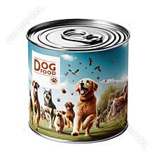 Dog food tin can product isolated on white transparent background