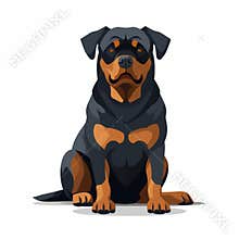 Dark And Detailed Rottweiler Dog Vector Illustration