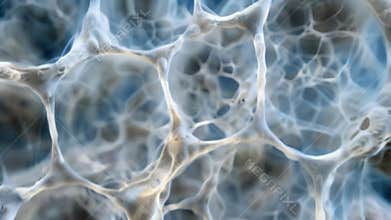 A detailed image of a plant cells cell wall magnified to show the individual cellulose fibers that form its sy structure
