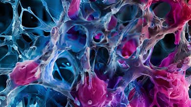 A magnified image of the cell wall displaying a sy structure made up of cellulose fibers. . AI generation