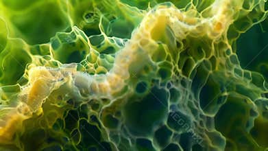 A magnified view of the complex cell wall of an algae made up of layers of cellulose and other proteins. . AI generation