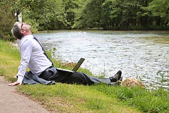 Businessman taking a short break