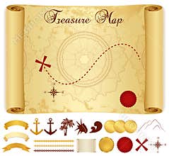 Treasure Map. Old, vintage, antique paper