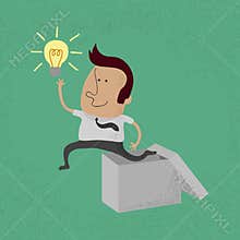 Businessman thinking outside the box