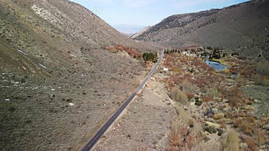 Eastern Sierra mountains in spring time near Bishop California.Aerial view