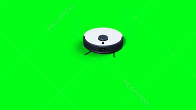 Vacuum Robot auto cleaning. Green screen isolate.