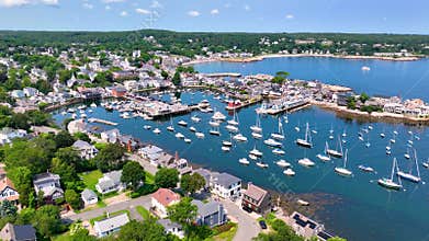 Rockport harbor aerial view, Rockport, MA, USA