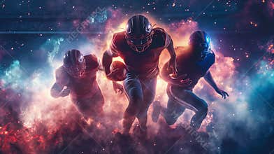Dynamic American Football Players in Action