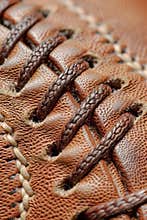 Macro Detail of Baseball Stitching and Leather Texture