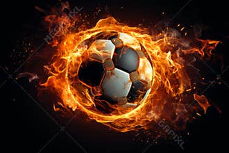 Swift Soccer ball flames. Generate Ai