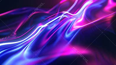 Generative AI Neon ripple texture Defocused glow Iridescent wave Blur purple blue fluorescent color gradient light