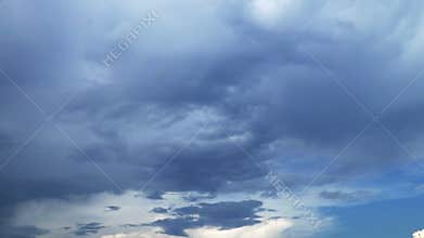 The skies. Fast moving clouds on the blue sky