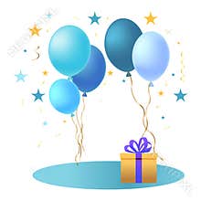 A template for a greeting card with balloons