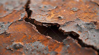 The jagged edges and sharp corners of the rusted sheet steel give the impression of strength and durability despite its