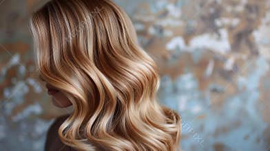 Glossy blonde hair with abstract background