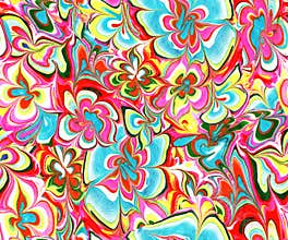 Abstract flowers in ebru style multi color seamless pattern.