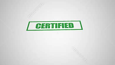 Green stamp certified business imprint animation white background