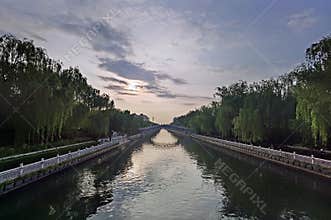 Charming scenery at dusk in summer