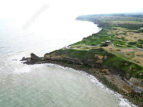Bunkers and bomb craters at pointe du Hoc, France