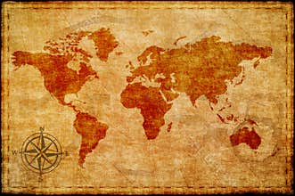 World map on old paper