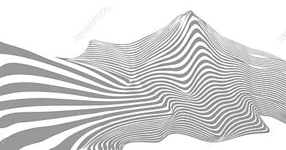 Monochrome poster mountains landscape with striped geometric.